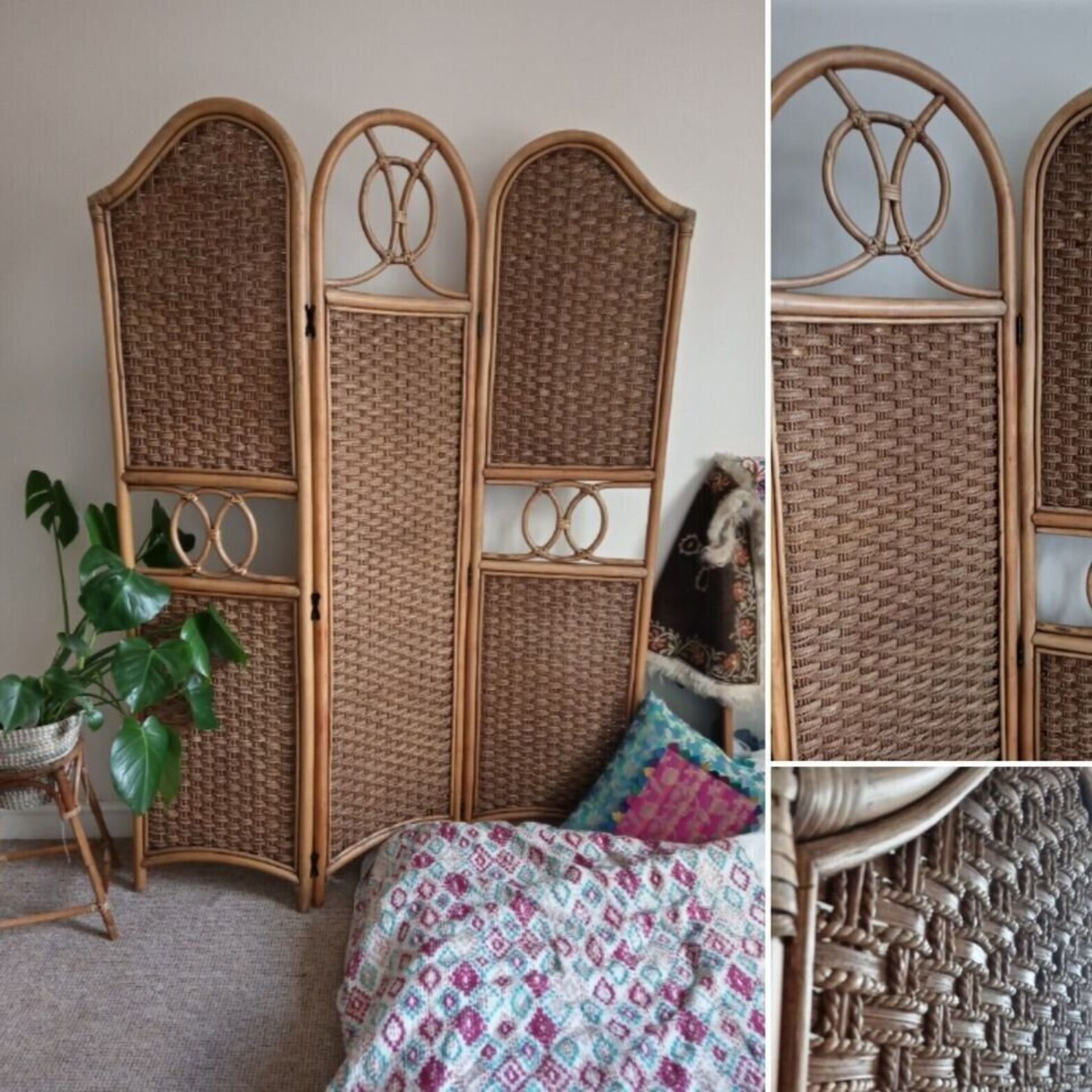 Vintage Mid Century Boho Bamboo Room Divider Tiki 70s Three Panel - Etsy UK