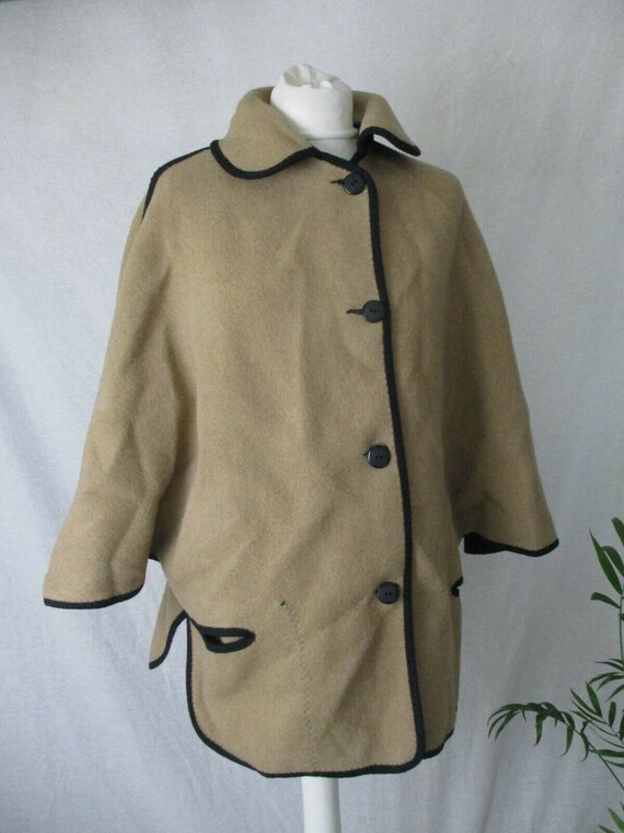 Vintage Welsh Wool Caerwys Reversible Cape Jacket Bla… Gem