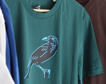 Crow graphic organic cotton T-shirt in Glazed Green