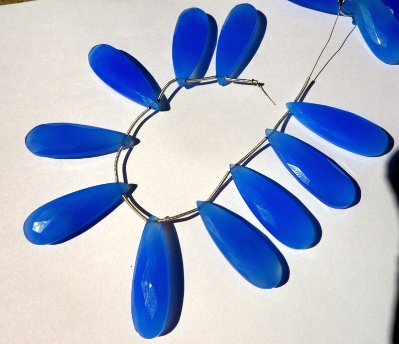 100/% Natural Blue ChalcedonyFaceted Pear BriolettesDrops Briolettes@DSC01375