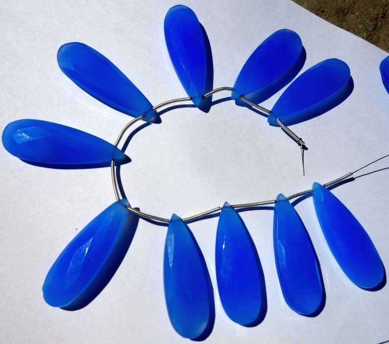 100/% Natural Blue ChalcedonyFaceted Pear BriolettesDrops Briolettes@DSC01375