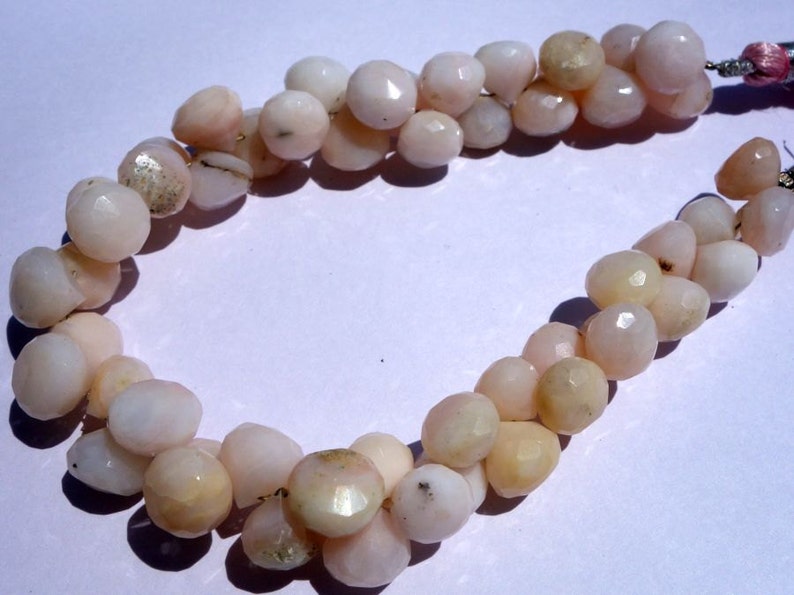 100/% Natuaral Pink OpalFaceted onion8mm-9mmLoose Gemstone Beads @DSC05572