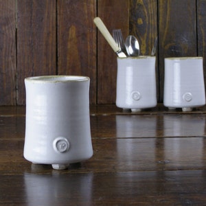Cutlery drainer - hand-thrown. WHITE