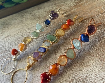 Support baguette arc-en-ciel en cristal avec fil, clip pour ongles longs, cristal de chakra, outil d'herboristerie
