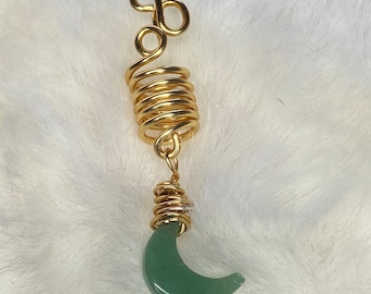 Bijoux pour dreadlocks en forme de croissant de lune vert, bijoux pour tresses, accessoires pour cheveux