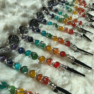 Pince pour cartes de crédit pour ongles longs, baguette magique, support, accessoires du zodiaque des chakras, pince arc-en-ciel