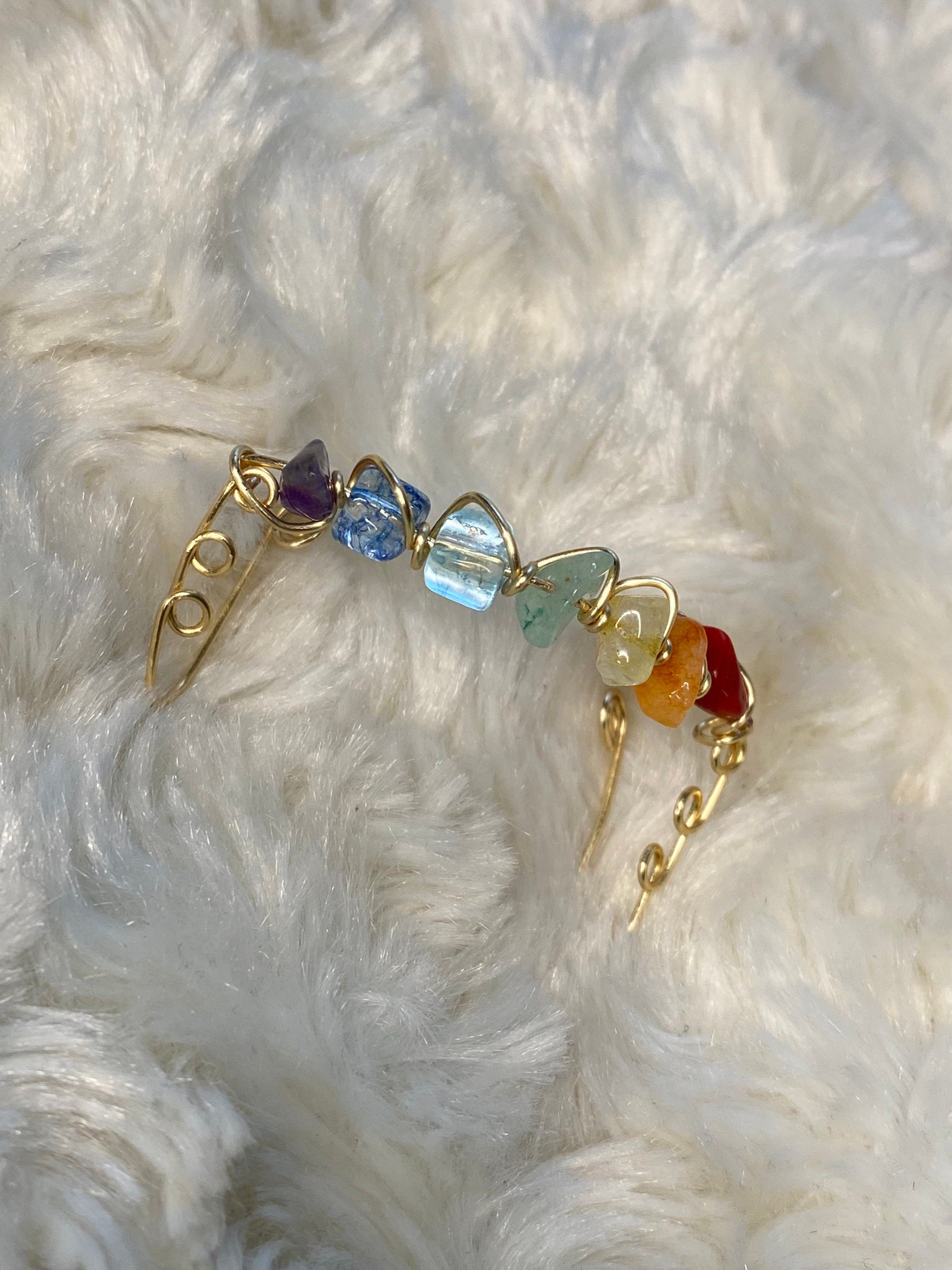 Rainbow Nose bridge Cuff, Chakra Jewelry, Double nostril nose ring, faux piercing, music festival jewelry, fake piercing