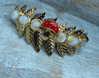 Mushroom and Shell Metal Hair Comb, Fairy, Cosplay, Cottage Core, Fly Agaric, Red Top mushroom, Boho Wedding Accessories