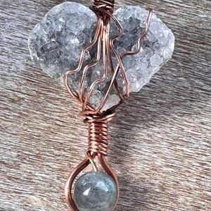 Cœur en améthyste noire, baguette de support en cristal enveloppée de fil de cuivre, labradorite, pierre de naissance de février, pour ongles longs