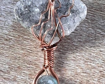 Cœur en améthyste noire, baguette de support en cristal enveloppée de fil de cuivre, labradorite, pierre de naissance de février, pour ongles longs