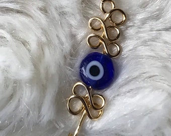 Deep Blue Evil Eye Nose Cuff, Fake nose ring, faux nose cuff