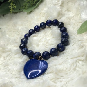 Lapis lazuli heart bracelet, blue aventurine, gemstone bracelet, beaded bracelet, mother’s Day Gift