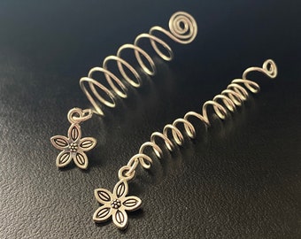 Silver Flower Loc Jewelry, Braid Jewelry, Hair Accessories