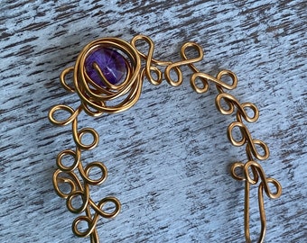Gold Vine Nose bridge cuff with gem, faux nose ring, fake piercing, music festival jewelry