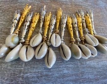 Coni Loc con conchiglie, gioielli Loc, capelli Trinket, gioielli treccia, accessori per capelli, gioielli per capelli d'oro