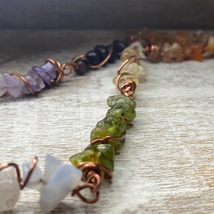 Copper Wire Wrapped Crystal Necklace, Choker, Chakra jewelry, rainbow jewelry, clear quartz image 5