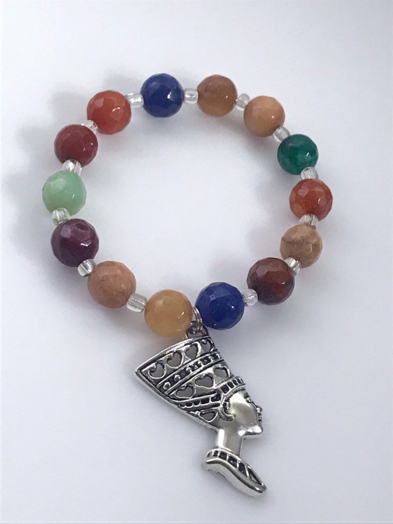 Mother/'s Day gift for her Juneteenth Queen Nefertiti Black History Month Beaded Bracelet Egyptian Jewelry