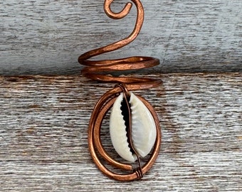 Bague spirale en cuivre martelé cauris, bijoux grande taille