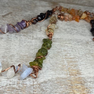Copper Wire Wrapped Crystal Necklace, Choker, Chakra jewelry, rainbow jewelry, clear quartz image 6