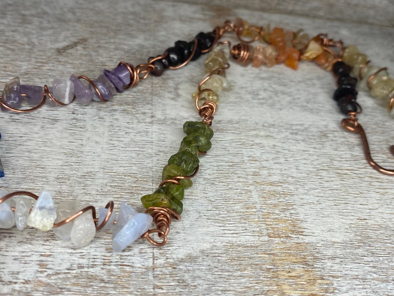 Copper Wire Wrapped Crystal Necklace, Choker, Chakra jewelry, rainbow jewelry, clear quartz image 6