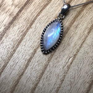 Marquise Rainbow Moonstone Necklace, 925 Sterling Silver, Valentines Day Gift, Mother’s Day