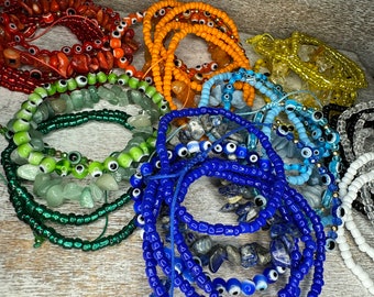 Superposition de bracelets extensibles Evil Eye, bijoux bohèmes, bijoux grande taille