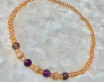 Bracelet de cheville extensible en perles de bois d'améthyste, bijoux de cheville grande taille