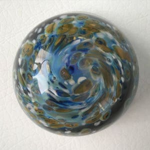 Custom Paperweight Spotted Multi-Color, Mystery Vortex, Large Borosilicate Paper weight