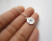 Small sterling silver Compass Necklace, Find your true north, Silver Whisper Chain