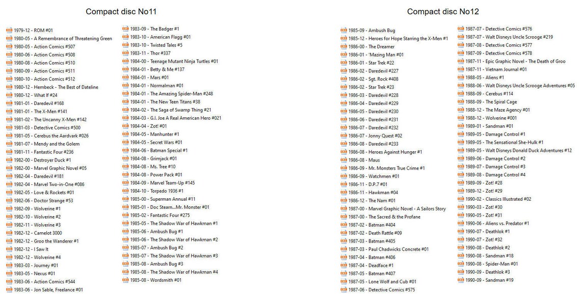 1000 Comics You Must Read. Compact Disc No9; No10; No11; and No12 (260 ...