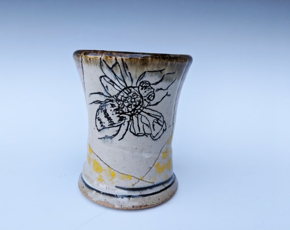 Handmade ceramic cup, with Bees