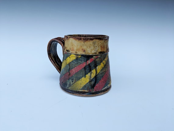 Handmade ceramic cup, with Stripes