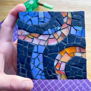 Abstract Orange and Blue Mini Mosaic Wall Hanging