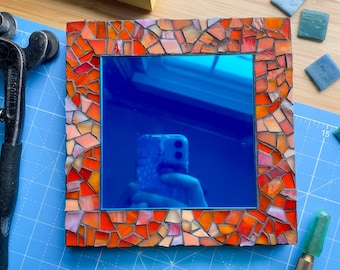 Orange and Blue Mosaic Mirror