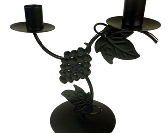 Black Twin Grape Design Candle Holder =halloween special