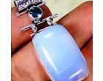 Opalite & 925 SilverHandmadeStylishPendant 42mm with 92.5 silver chain and gift box