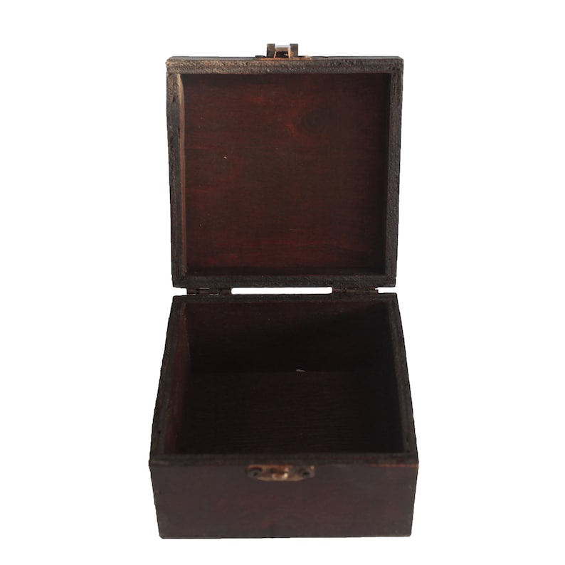 Set of 2 hand-made wooden Gothicsteampunk Square Boxes antique style with brass catch