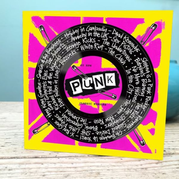 Punk Hits Card / Punk Fans Card / Punk Birthday Card / Punk Rock Greetings Card
