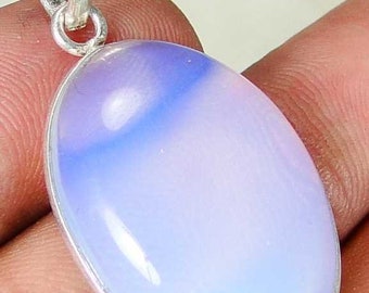 Opalite & 925 Silver Handmade Designer Pendant 39mm with 92.5%silver chain and giftbox