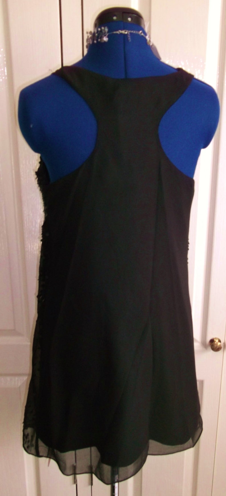 Access your inner DIva Retro 'little black dress' size 12, drapes, sleeveless, dull sequins image 4