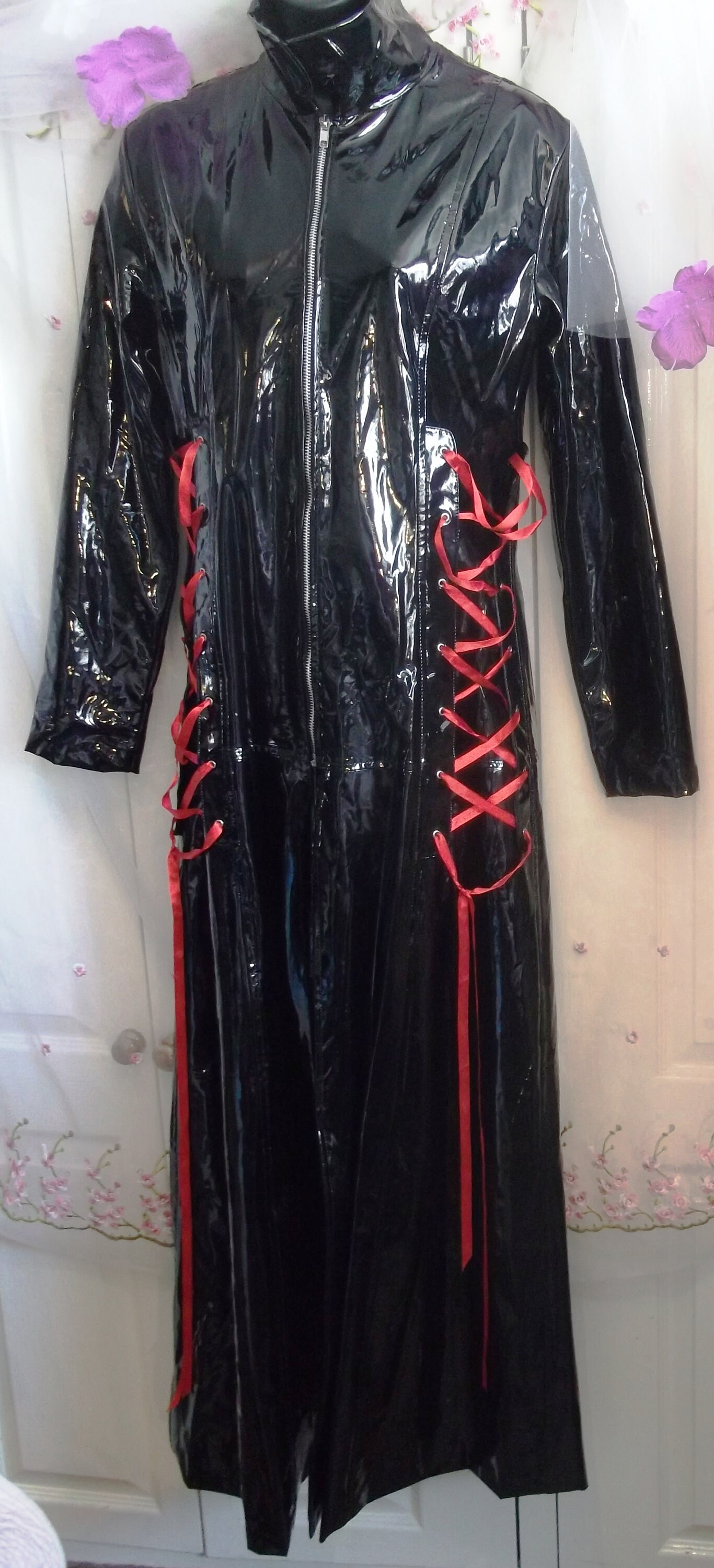 Gothic Punk Stagewear.pvc Black and Red Laced Corsettry on Side&back ...