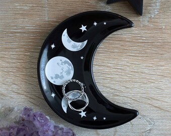 gothic Crescent Moon Trinket Dish-H1.5cm x W12cm x D11cm