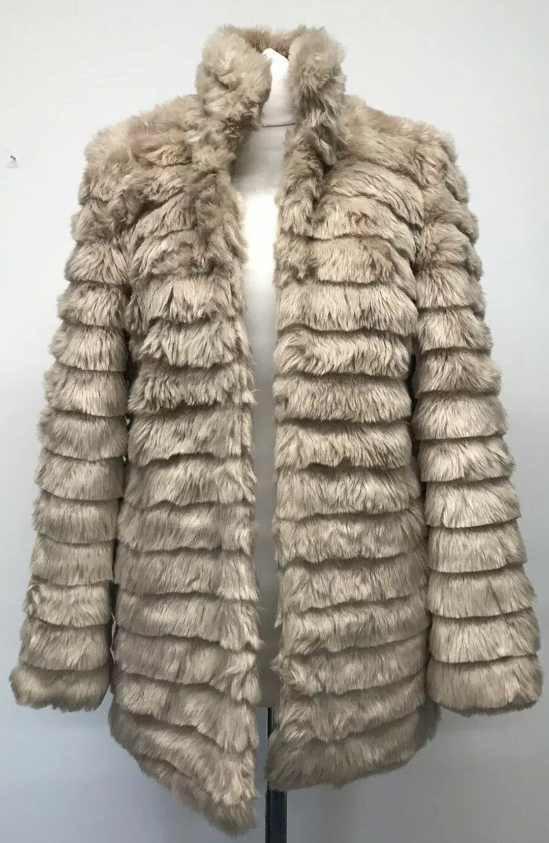 PAPAYA Womens Beige Faux Fur 3./4 Coat Jacket Size Etsy