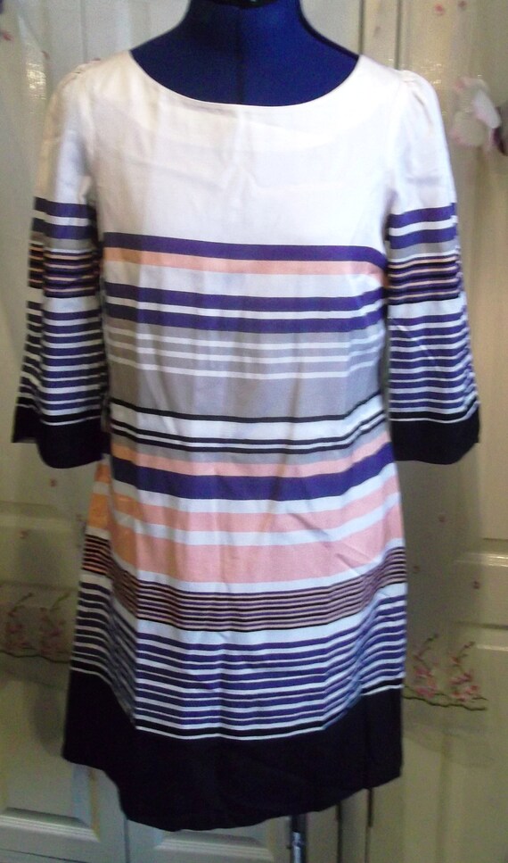 Size 8 Monsoon Dress Silk.stripedlined3/4 Length Sleeves | Etsy