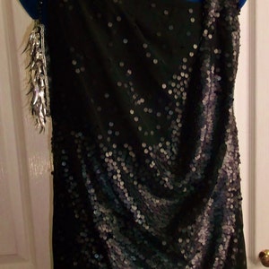 Access your inner DIva Retro 'little black dress' size 12, drapes, sleeveless, dull sequins image 1