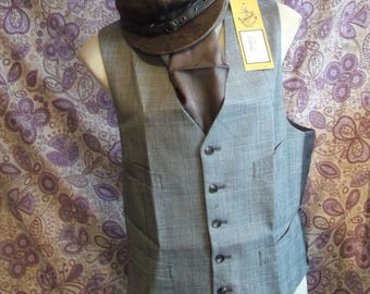 funky Steampunk/TrueVintage mens/unisex grey pinstripe Waistcoat-Size44"