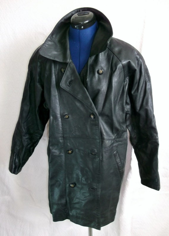 Vintage Black Unisex top quality heavy leather 3/4 length | Etsy