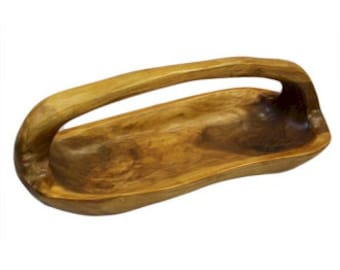 This fantastic hand-made,artisan hand-carved unique teak root  Bowl with Handle 30cm aprox
