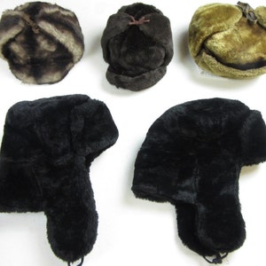 Unisex true Vintage black Ushanka/Cossack/Trapper hats-thick faux fur. 3 SIZES available-59/60/61 image 2