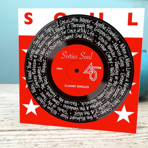 Tarjeta Soul Hits /Tarjeta de felicitación soul de los años sesenta / Tarjeta de cumpleaños Motown Soul / Clásicos de la música soul